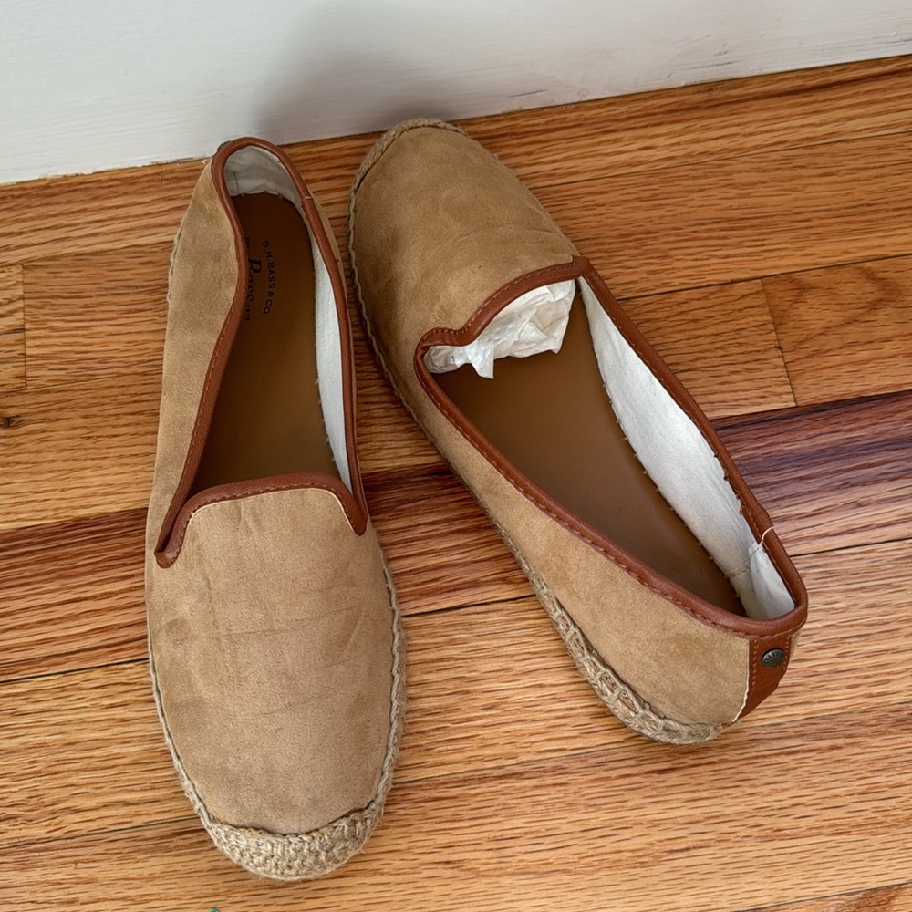 GH Bass & Co Shoes Womens 8 M Jenna Casual Slip On Loafer Flats Beige Fabric